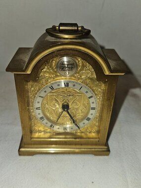 Vintage Swiza Sheffield Swiss Brass "Tempus Fugit" Desk Clock